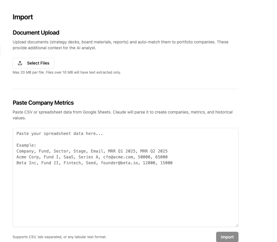 Import your portfolio data