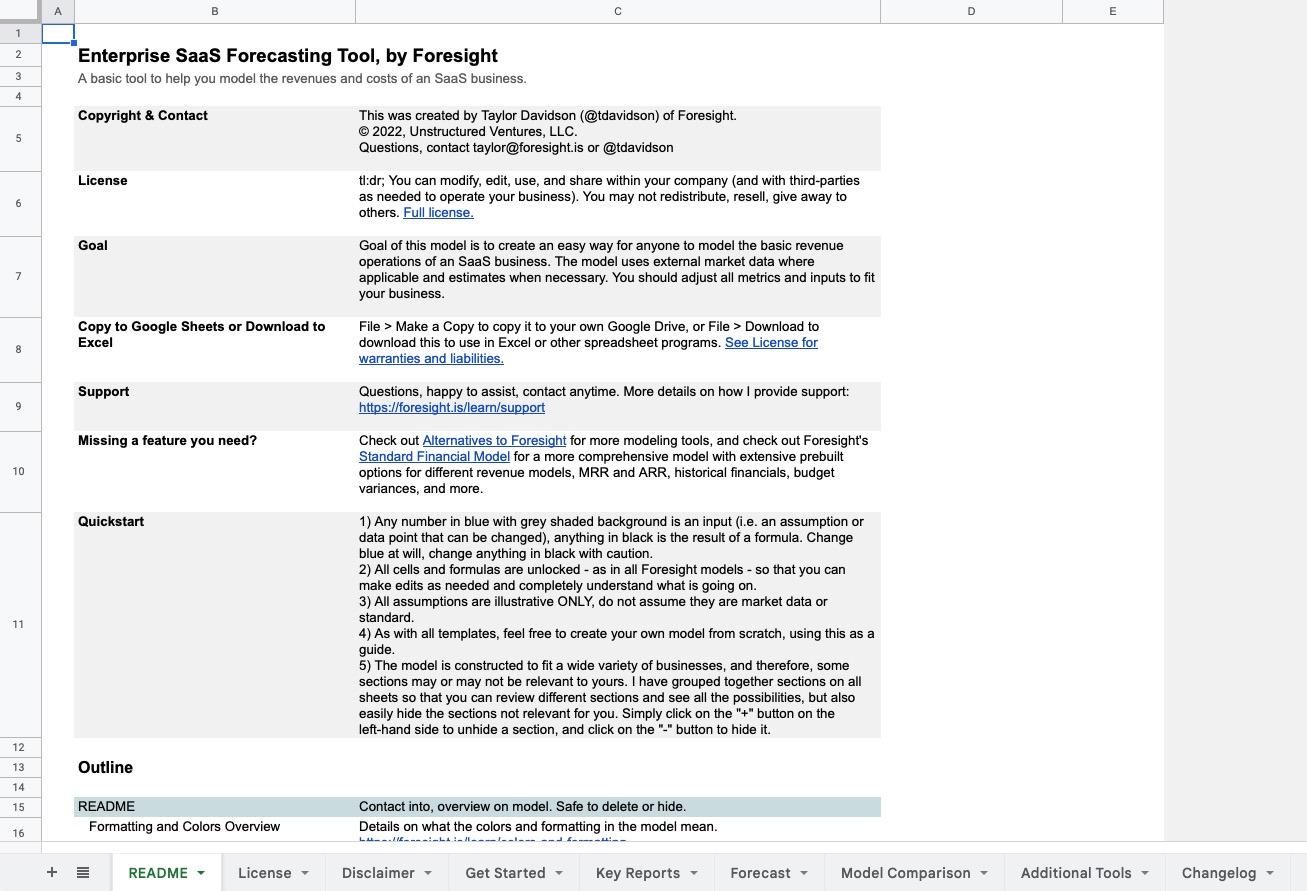Enterprise SaaS Forecasting Template